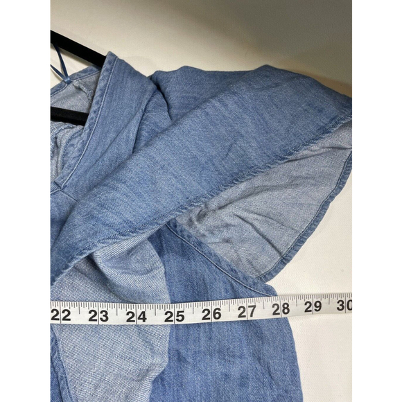 Old Navy Womens Flutter Sleeve Jean Blouse Top Size 4X New Flowy Tie Back Denim - Picture 7 of 9